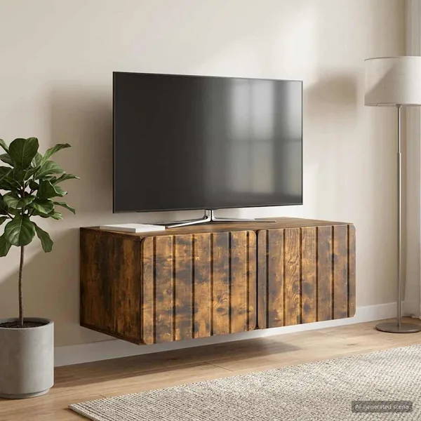 Meuble TV mural 78,5 x 41 x 30 cm Chêne fumé Bois d'ingénierie