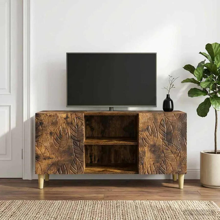 Meuble TV 102 x 34,5 x 50 cm Chêne fumé Bois d'ingénierie - 3