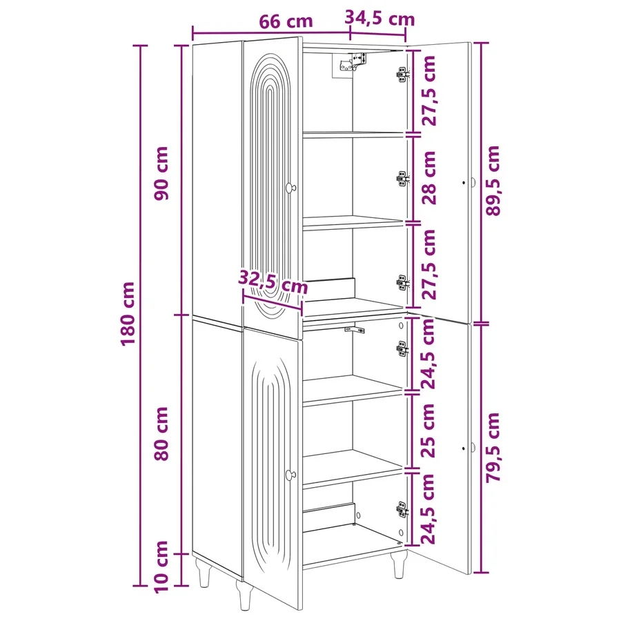 Ensemble de Meubles 2 pcs 66 x 34,5 x 90 cm Bois d'ingénierie - 9