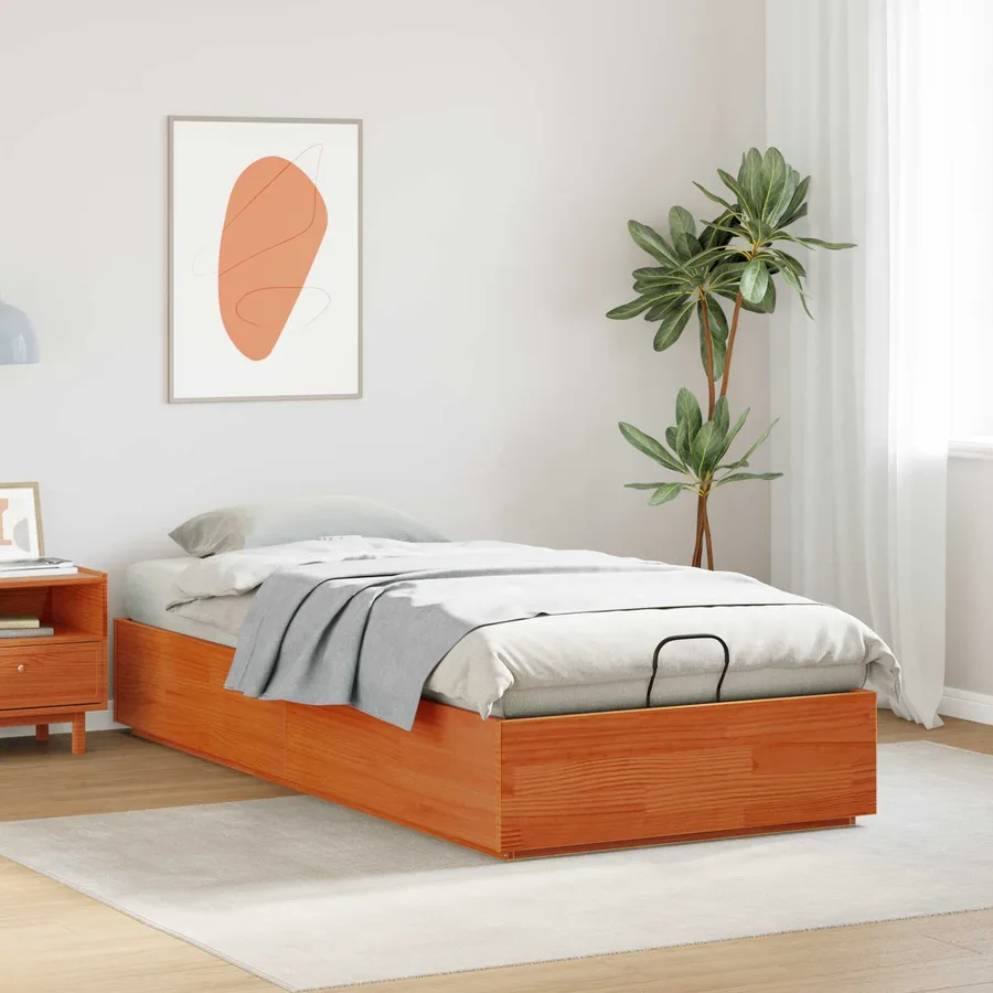 Cadre de lit ottoman avec rangement Brun cire 75 x 190 cm - 4