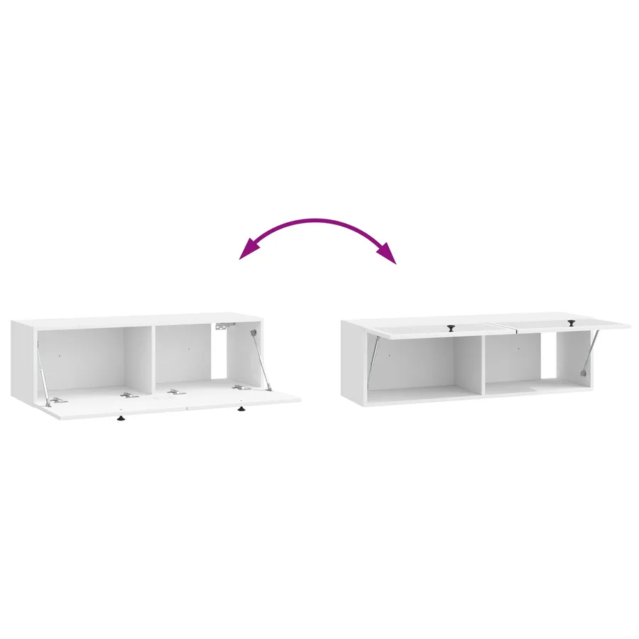 Meuble TV mural Montage mural Blanc brillant 98 x 31 x 30 cm - 10