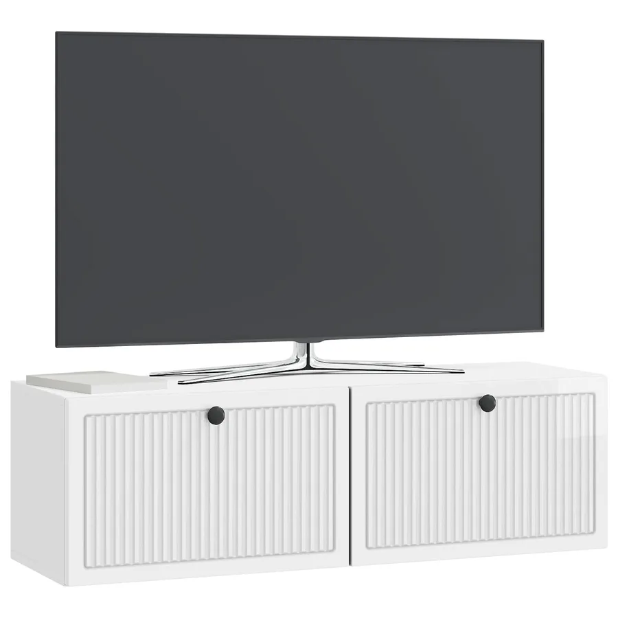 Meuble TV mural Montage mural Blanc brillant 98 x 31 x 30 cm - 3