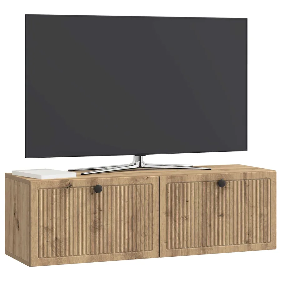 Meuble TV mural 98 x 31 x 30 cm Chêne artisanal - 3