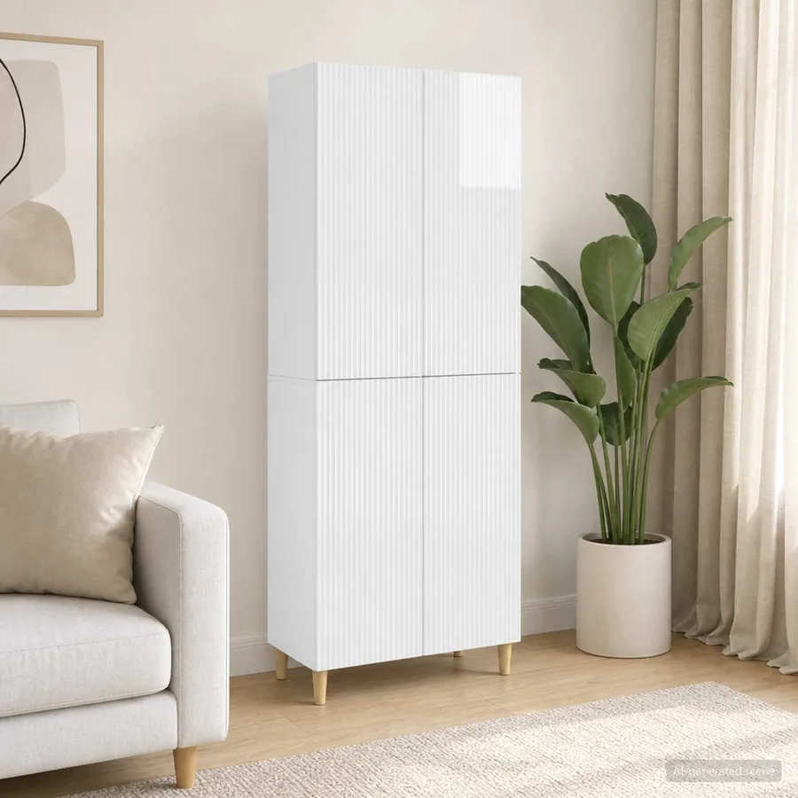 Ensemble de Meubles 2 pcs Blanc brillant 66 x 34,5 x 90 cm