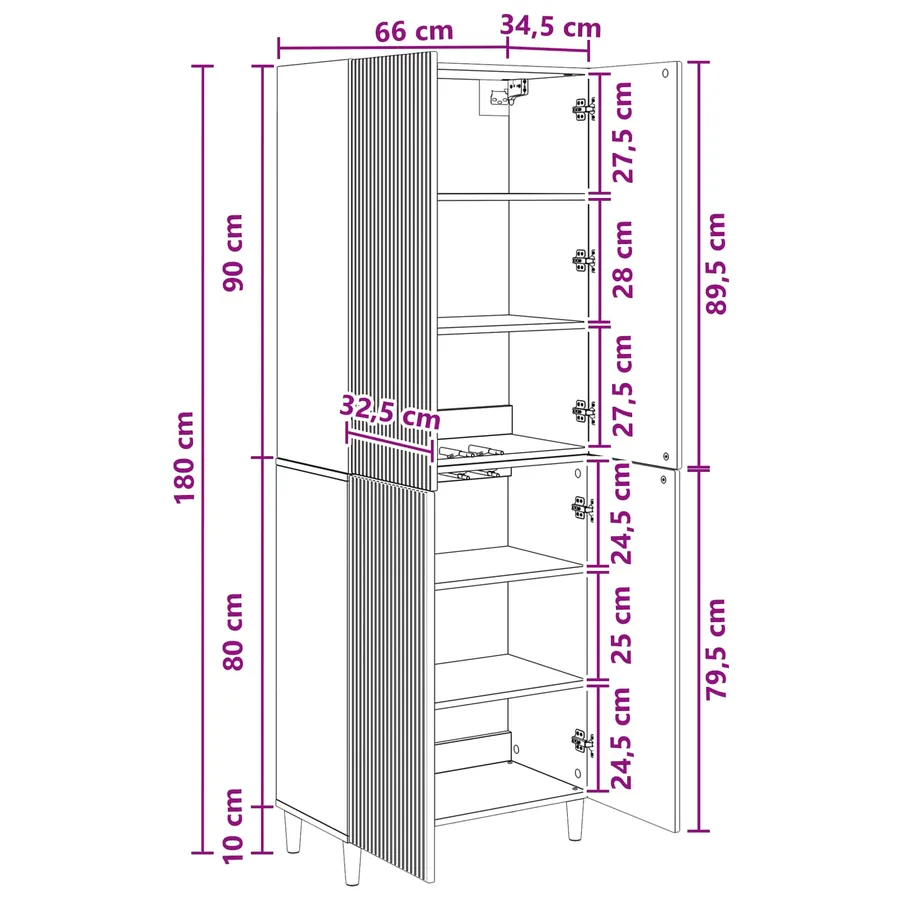 Ensemble de Meubles 2 pcs Blanc brillant 66 x 34,5 x 90 cm - 10