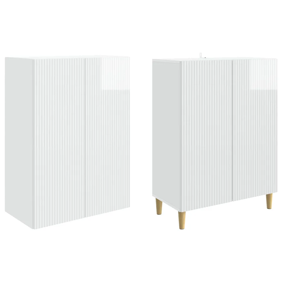 Ensemble de Meubles 2 pcs Blanc brillant 66 x 34,5 x 90 cm - 4