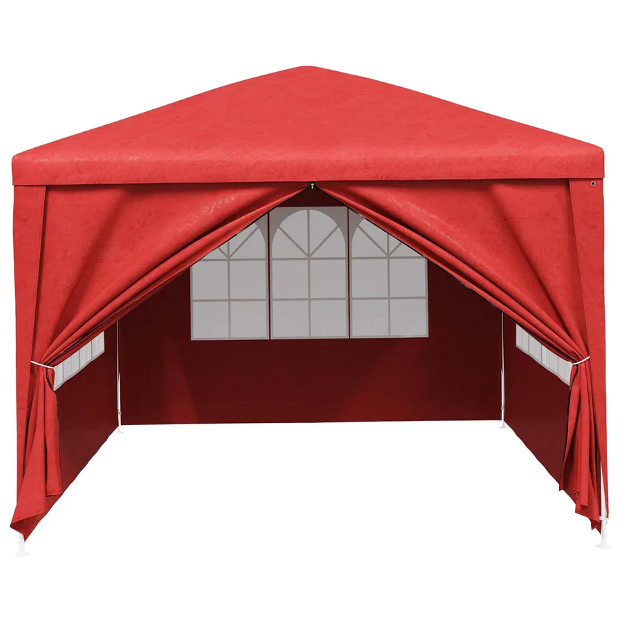 Tente de fête 400 x 300 x 255 cm Rouge PE et acier - 4