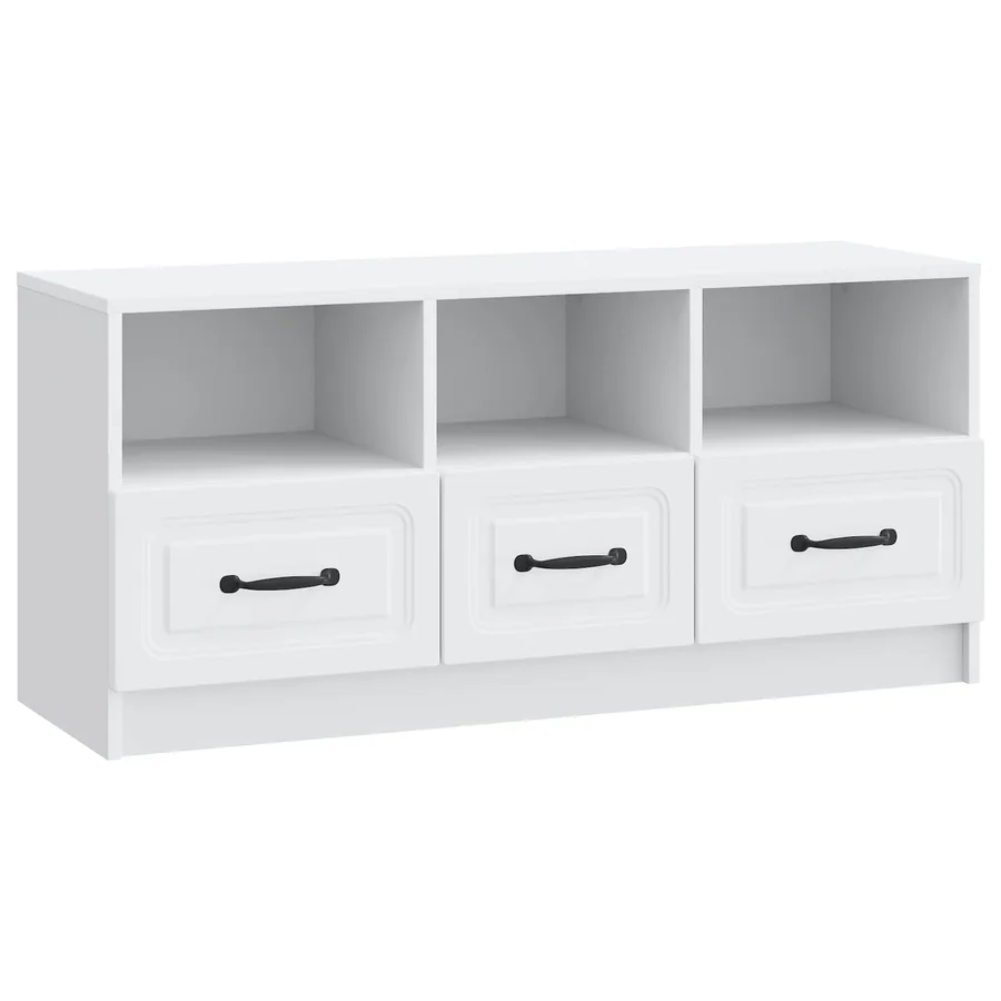 Meuble TV Blanc 102 x 34,5 x 47 cm Bois d'ingénierie - 2