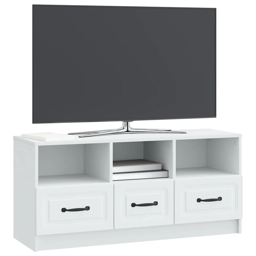Meuble TV Blanc 102 x 34,5 x 47 cm Bois d'ingénierie - 3