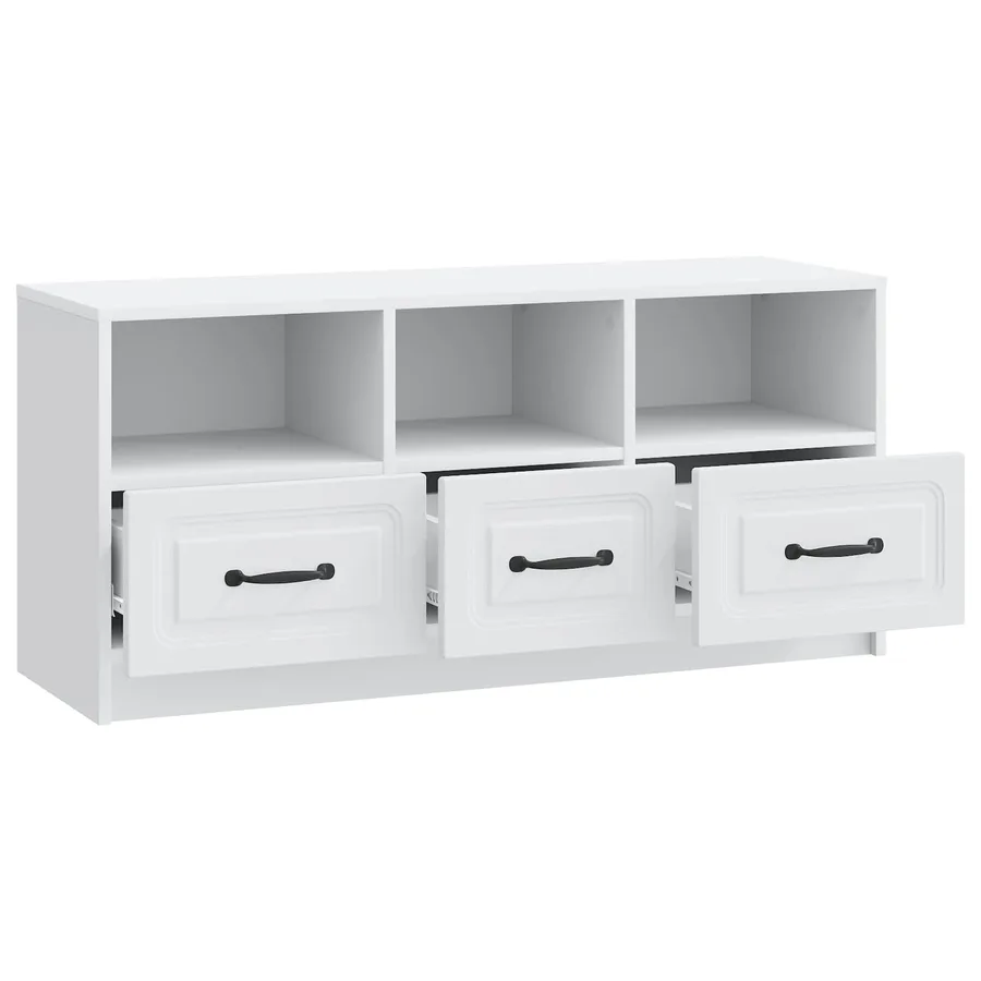 Meuble TV Blanc 102 x 34,5 x 47 cm Bois d'ingénierie - 5