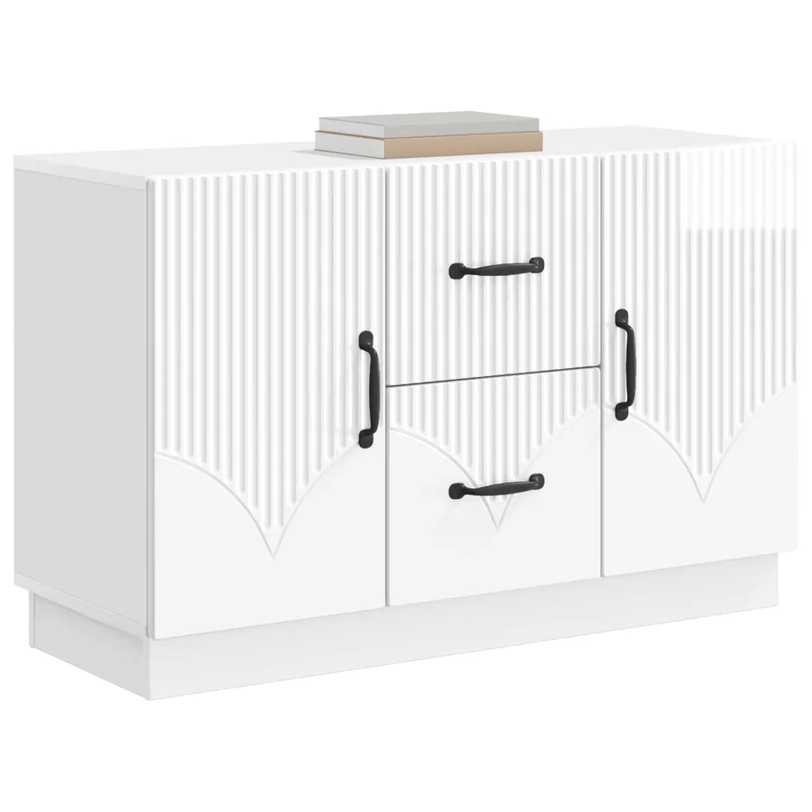 Buffet Blanc brillant 89 x 34,5 x 57 cm Bois d'ingénierie - 3