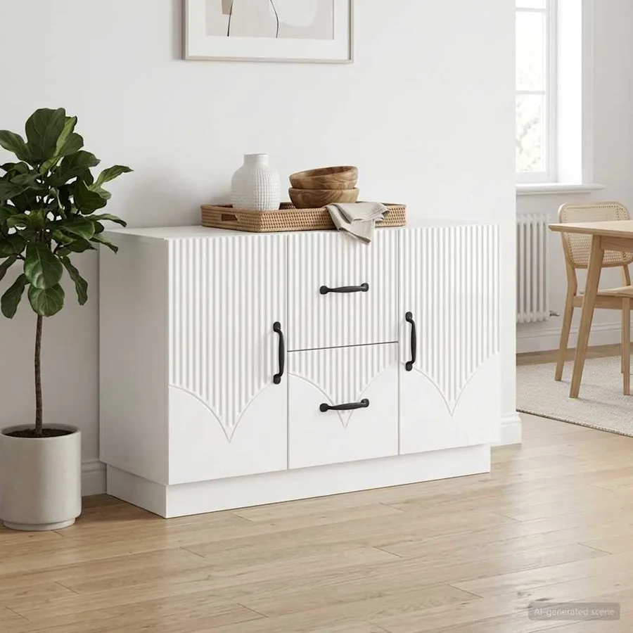 Buffet Blanc brillant 89 x 34,5 x 57 cm Bois d'ingénierie - 4