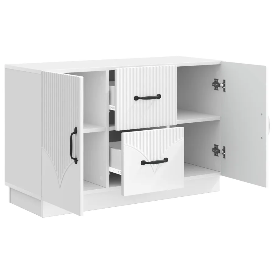 Buffet Blanc brillant 89 x 34,5 x 57 cm Bois d'ingénierie - 5