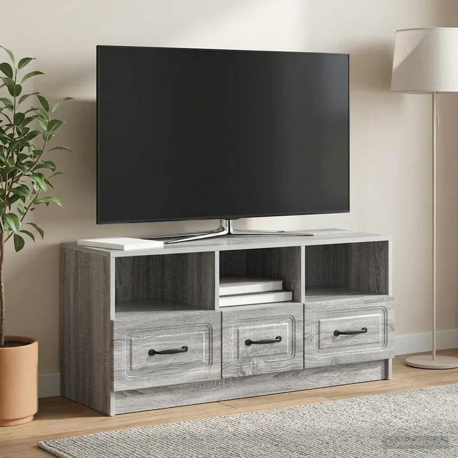 Meuble TV Sonoma gris 102 x 34,5 x 47 cm Bois d'ingénierie - 4