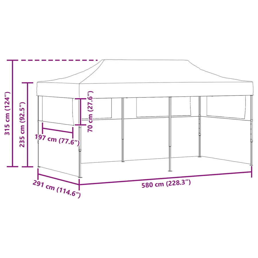 Tente de fête Bleu 291 x 580 x 315 cm Tissu Oxford - 13