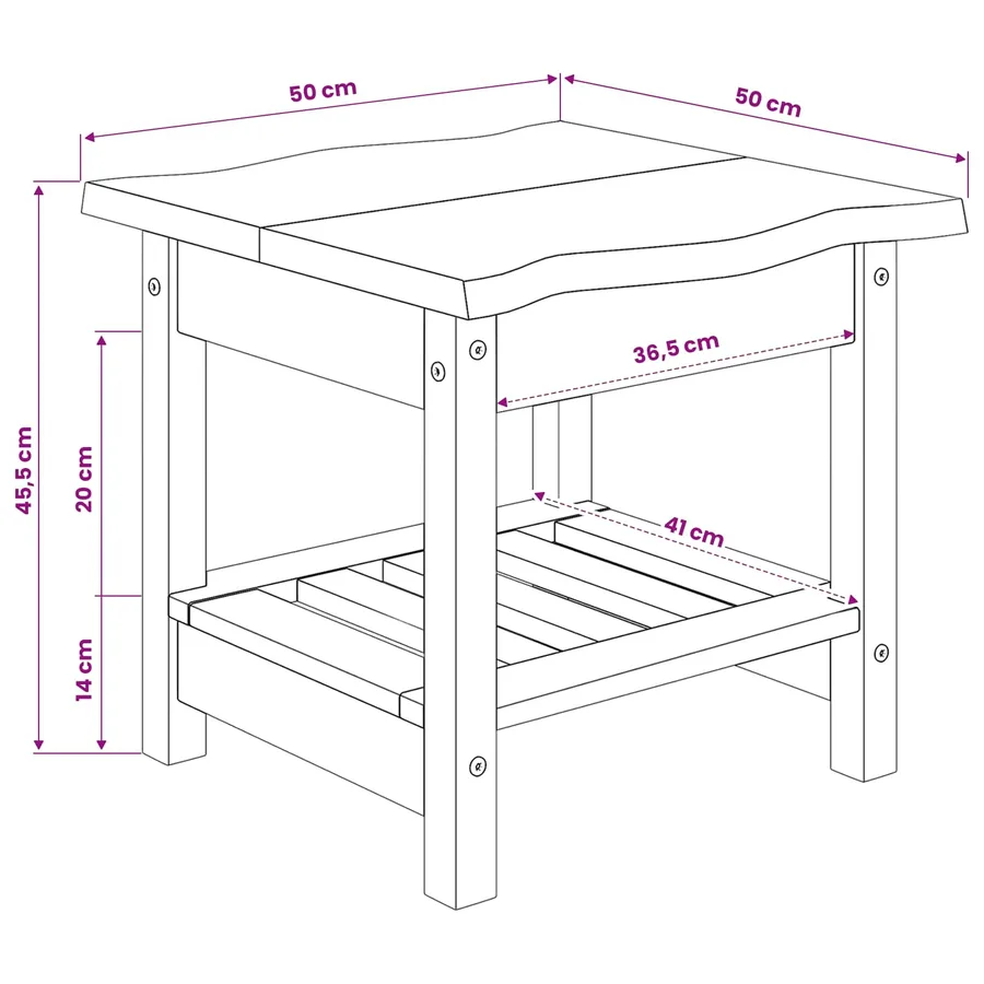 Table d'appoint EKAI Noir 50 x 50 x 45,5 cm Bois de pin massif - 9