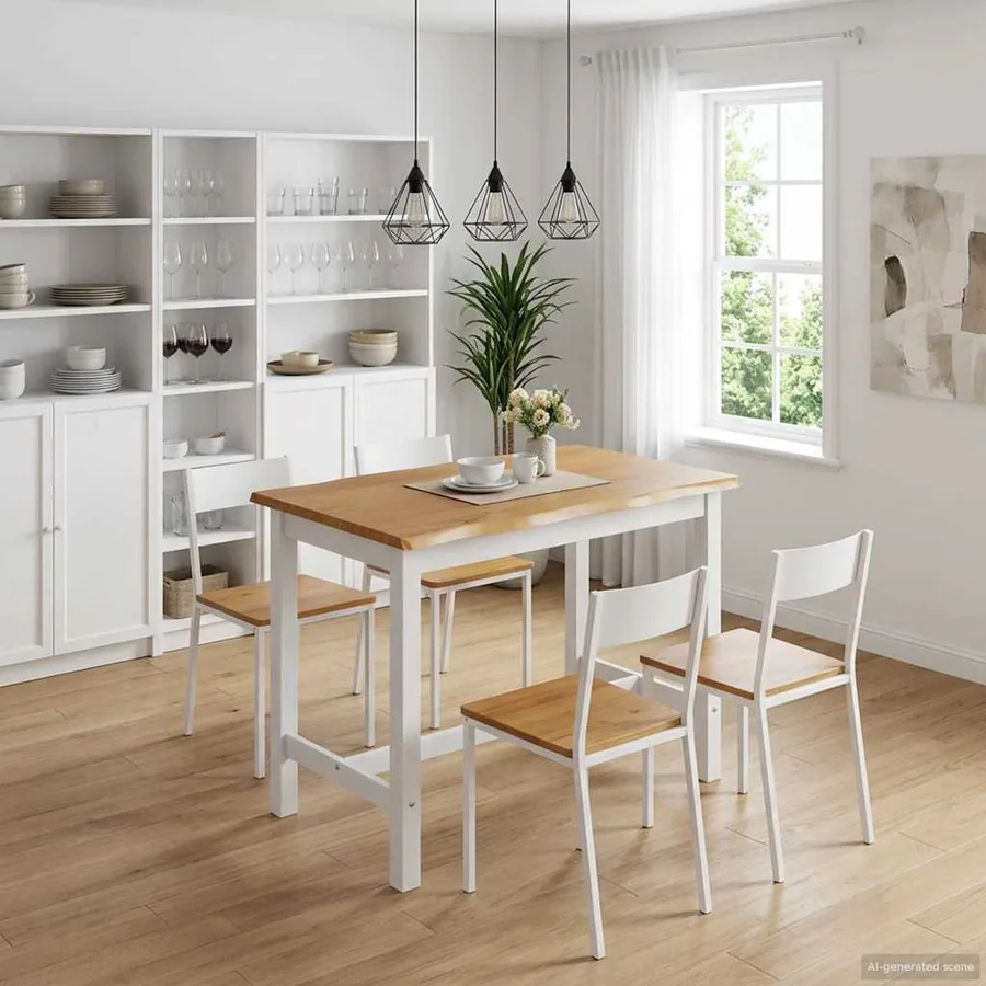 Table haute EKAI Blanc 112 x 70 x 91 cm Bois de pin massif