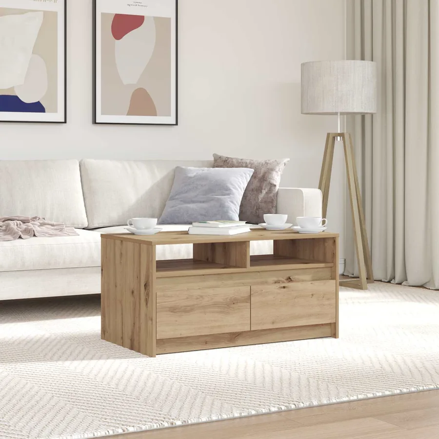 Table basse Chêne artisan 90 x 50 x 45 cm Bois d'ingénierie
