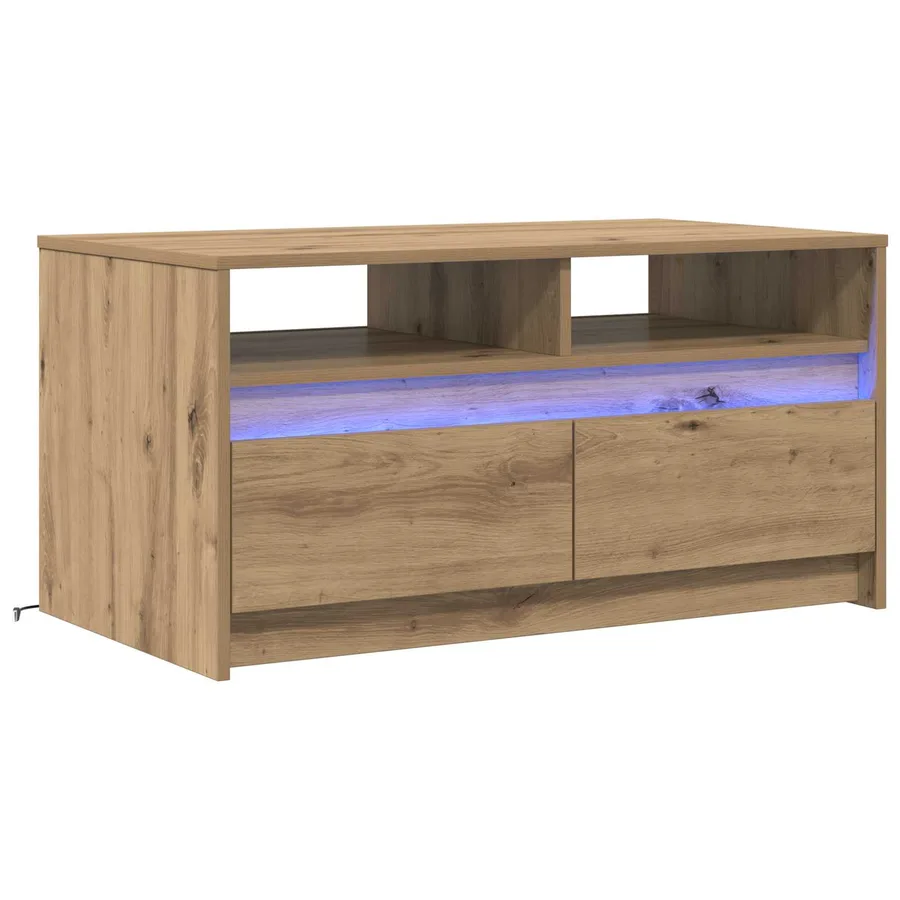 Table basse Chêne artisan 90 x 50 x 45 cm Bois d'ingénierie - 2