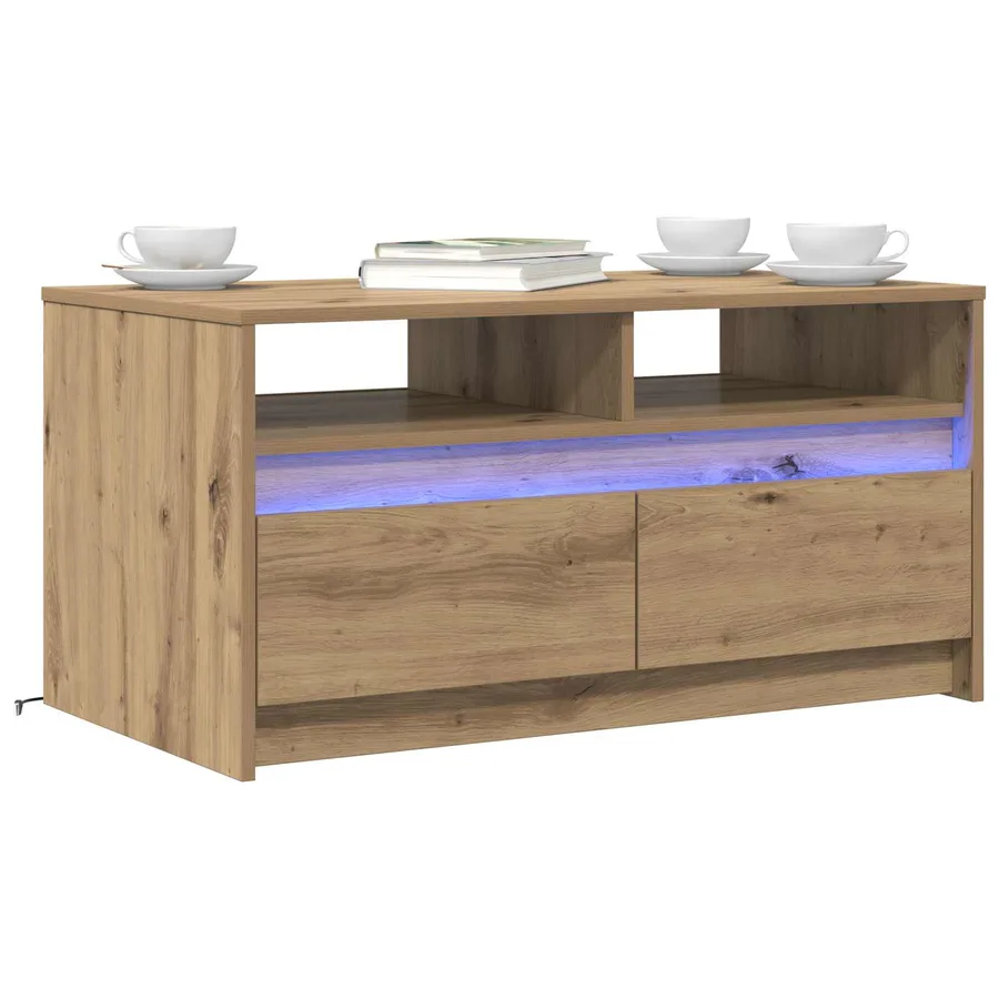 Table basse Chêne artisan 90 x 50 x 45 cm Bois d'ingénierie - 3