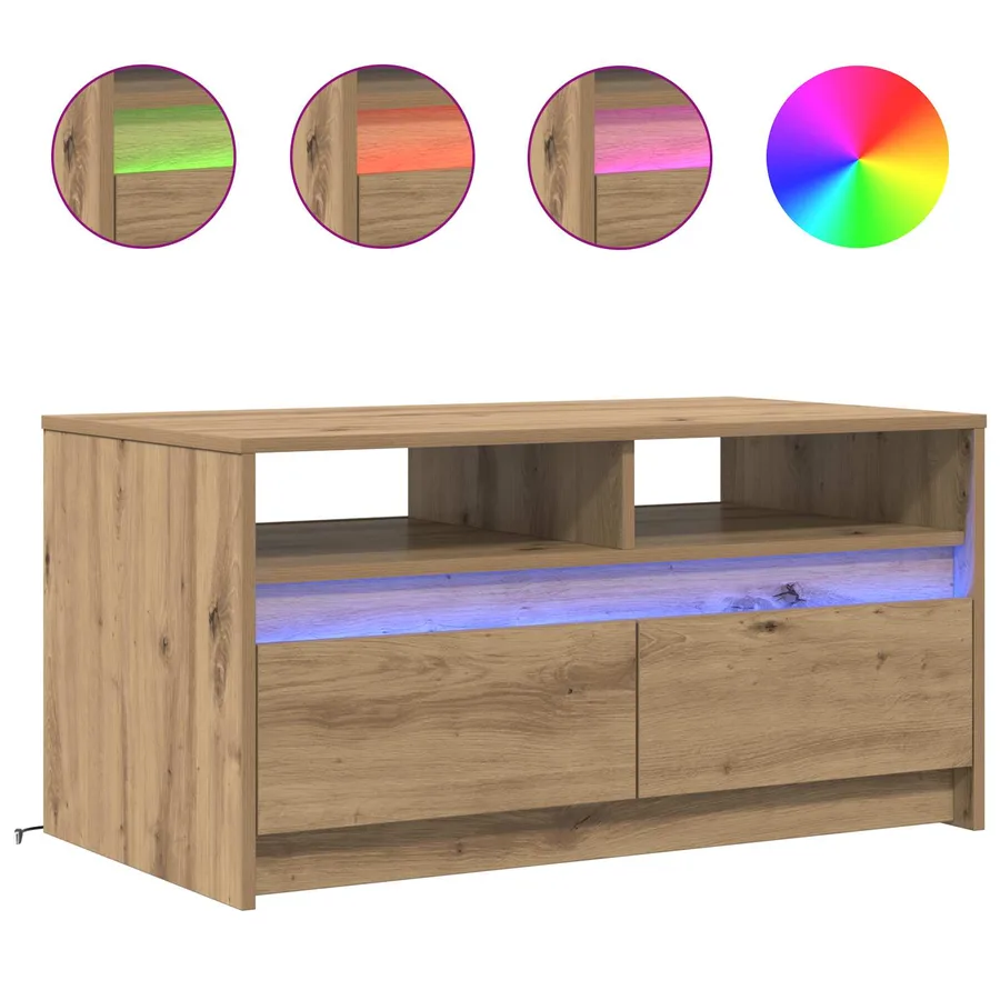 Table basse Chêne artisan 90 x 50 x 45 cm Bois d'ingénierie - 4