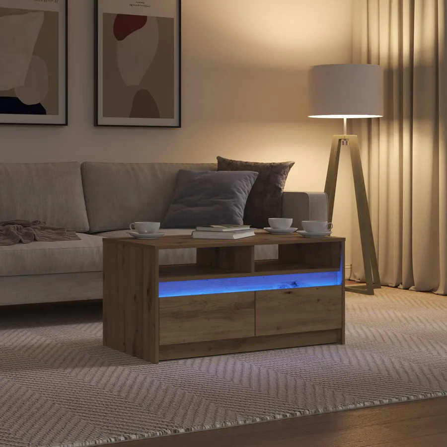 Table basse Chêne artisan 90 x 50 x 45 cm Bois d'ingénierie - 5