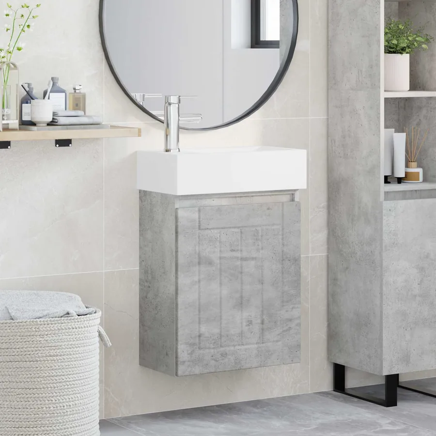 Meuble de salle de bain avec robinet Gris béton