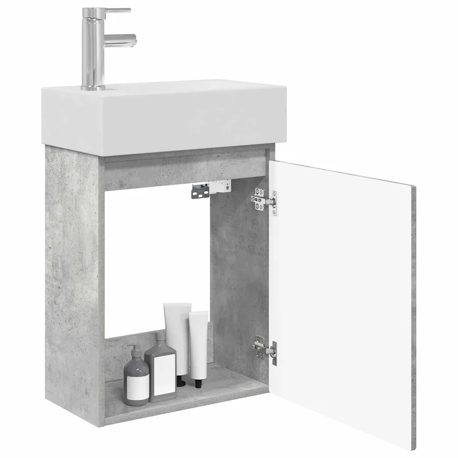 Meuble de salle de bain avec robinet Gris béton - 3