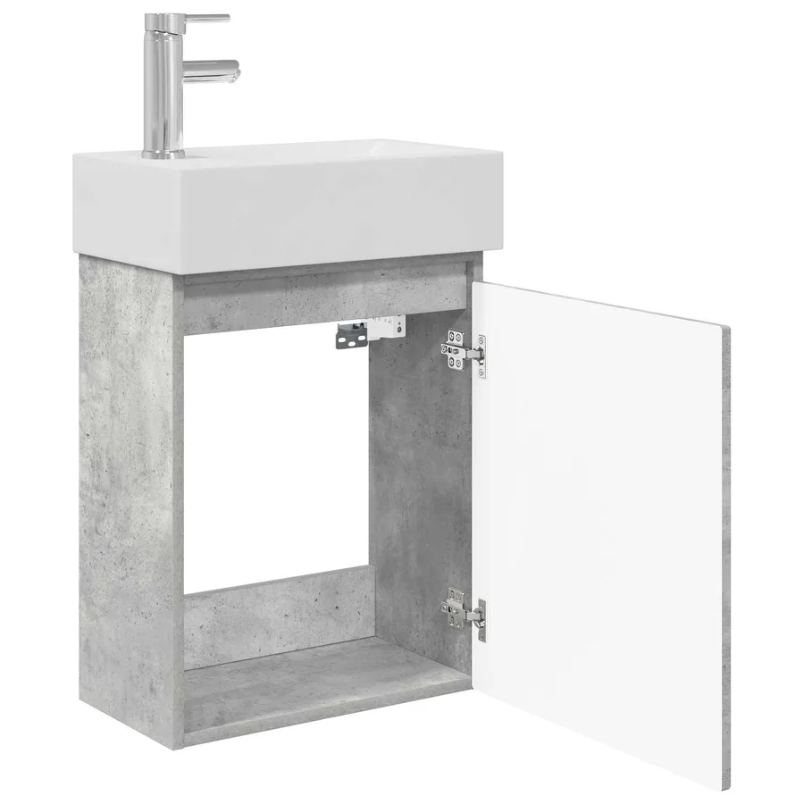 Meuble de salle de bain avec robinet Gris béton - 4