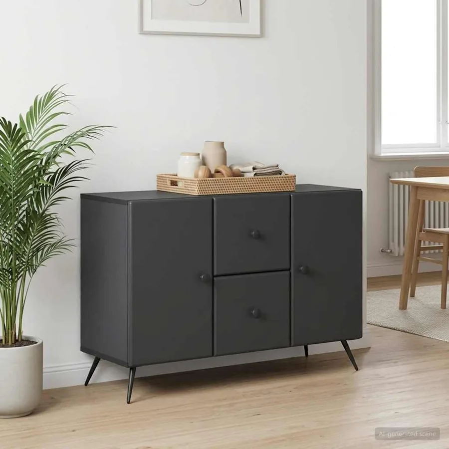 Buffet avec tiroir Noir 89 x 34,5 x 60 cm Bois d'ingénierie