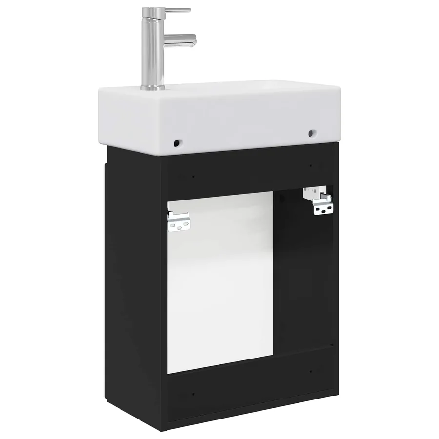 Meuble de salle de bain avec robinet Noir 45,5 x 22,5 x 84 cm - 7