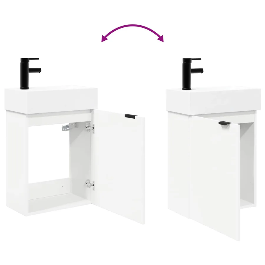Meuble de salle de bain avec robinet Blanc 45,5 x 22,5 x 84 cm - 9