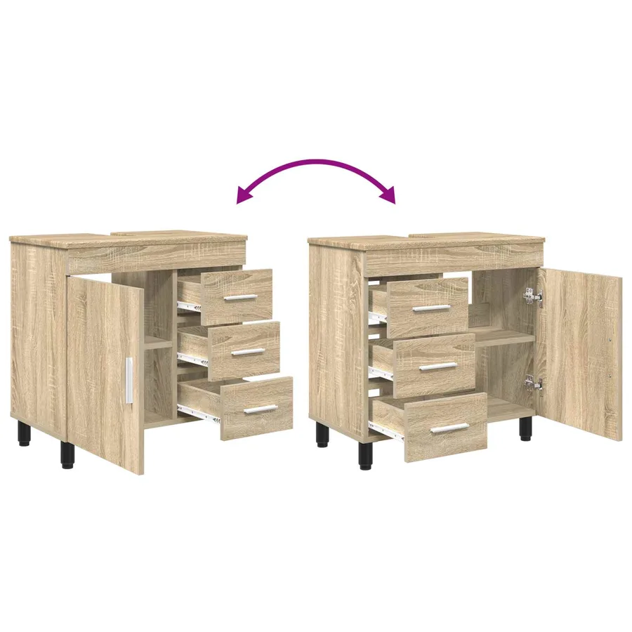 Unité de vanité de salle de bain Chêne Sonoma 60 x 35 x 60 cm - 11