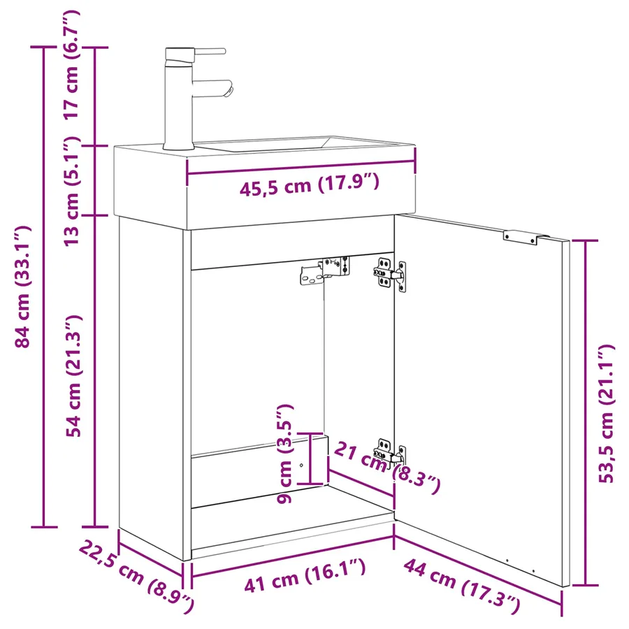 Meuble de salle de bain avec robinet Bois ancien - 8