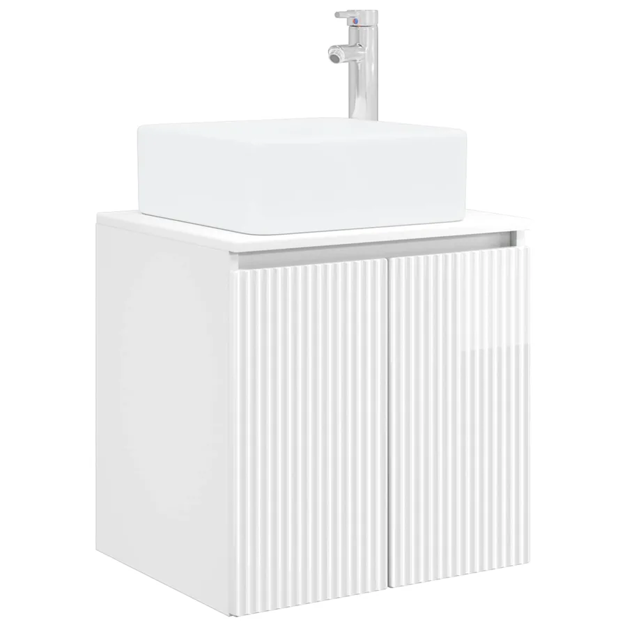 Vanité de lavabo mural Blanc brillant 53 x 35 x 63 cm - 2