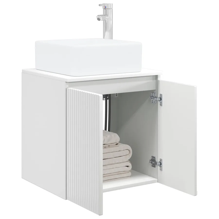 Vanité de lavabo mural Blanc brillant 53 x 35 x 63 cm - 3