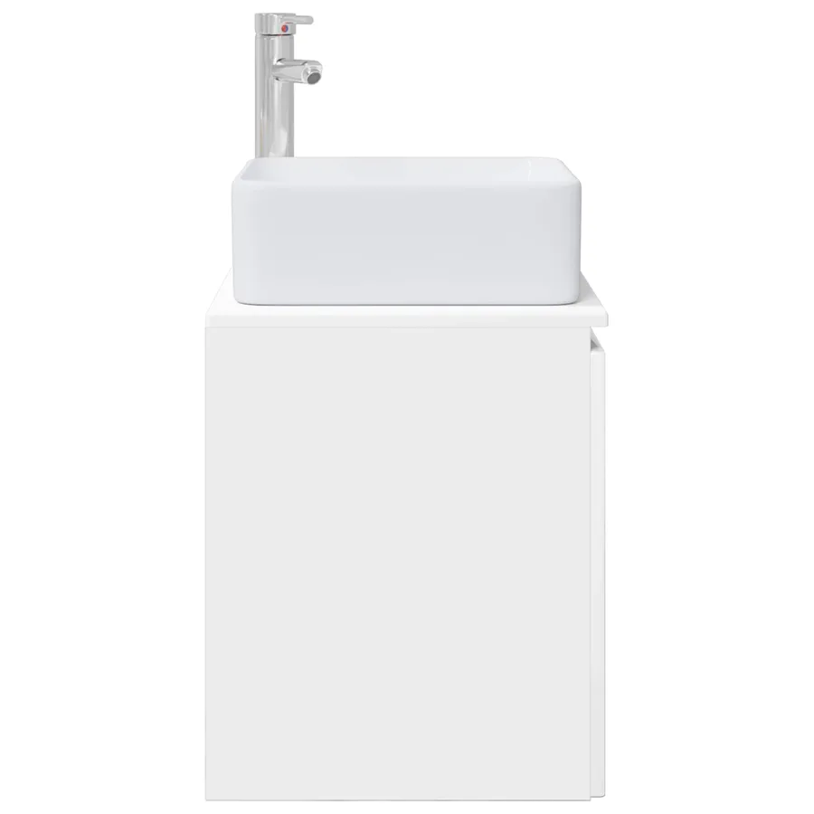 Vanité de lavabo mural Blanc brillant 53 x 35 x 63 cm - 4