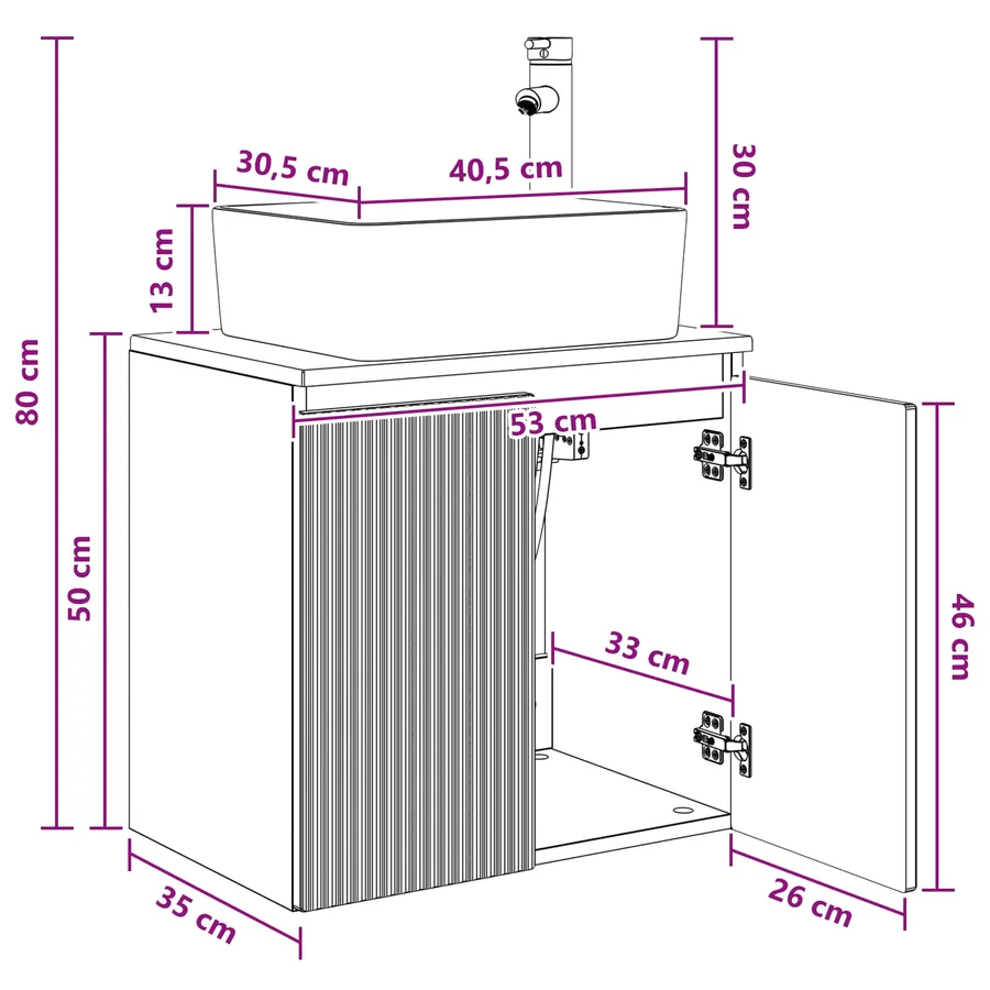 Vanité de lavabo mural Chêne Sonoma 53 x 35 x 63 cm - 9