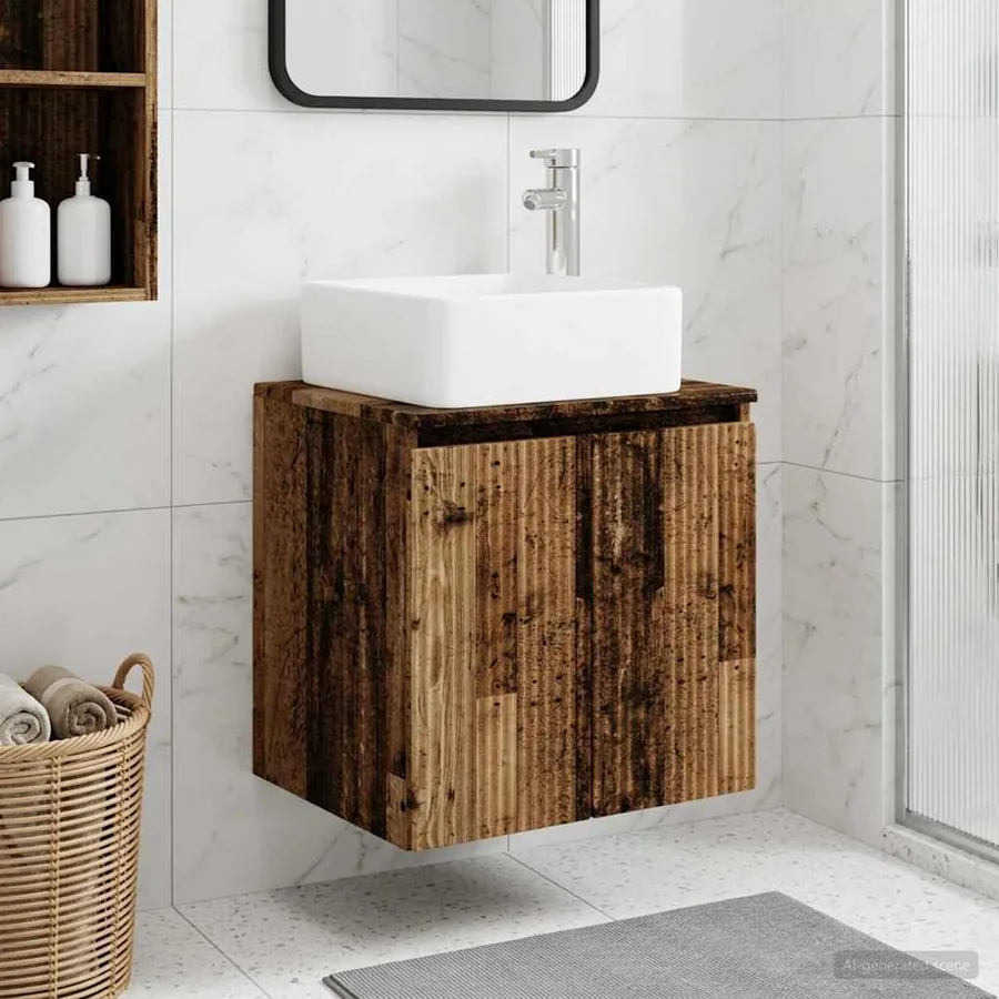 Vanité de lavabo mural Bois ancien 53 x 35 x 63 cm