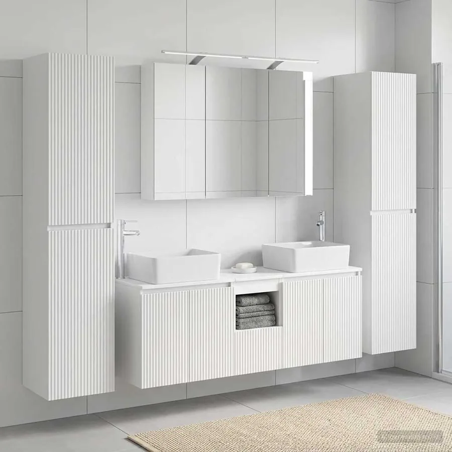 Ensemble de mobilier de salle de bain 6 pcs Blanc