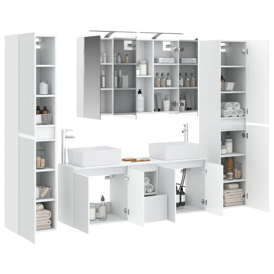 Ensemble de mobilier de salle de bain 6 pcs Blanc - 3