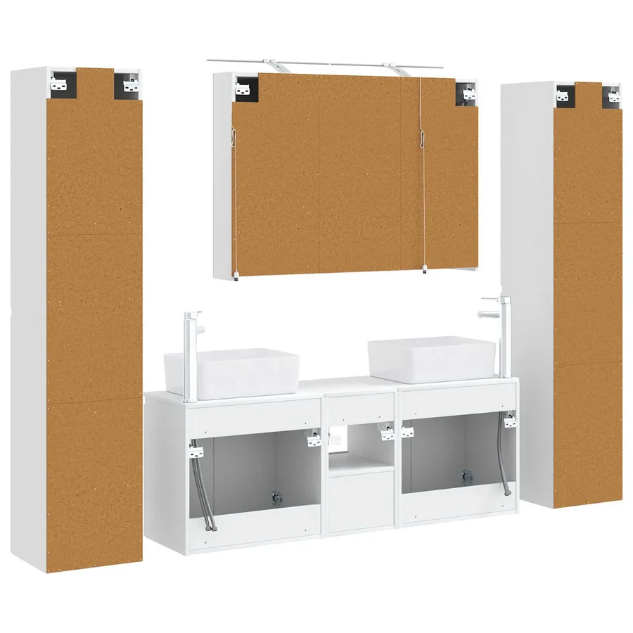 Ensemble de mobilier de salle de bain 6 pcs Blanc - 9