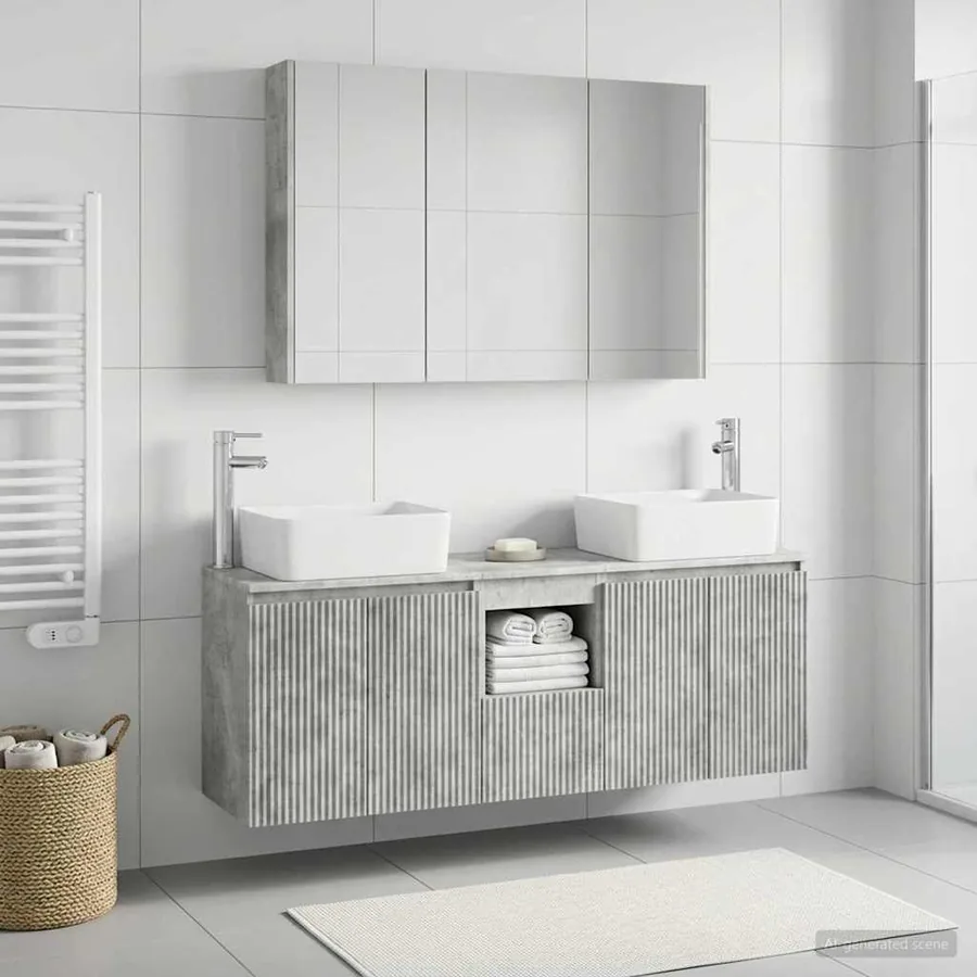 Ensemble d'armoire de salle de bain 4 pcs Gris béton