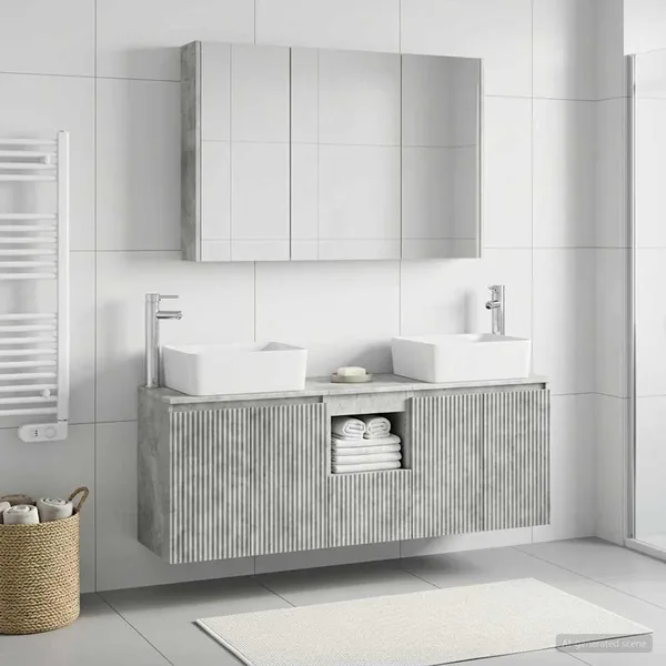 Ensemble d'armoire de salle de bain 4 pcs Gris béton