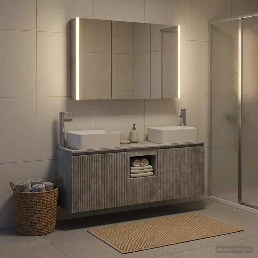 Ensemble d'armoire de salle de bain 4 pcs Gris béton - 4