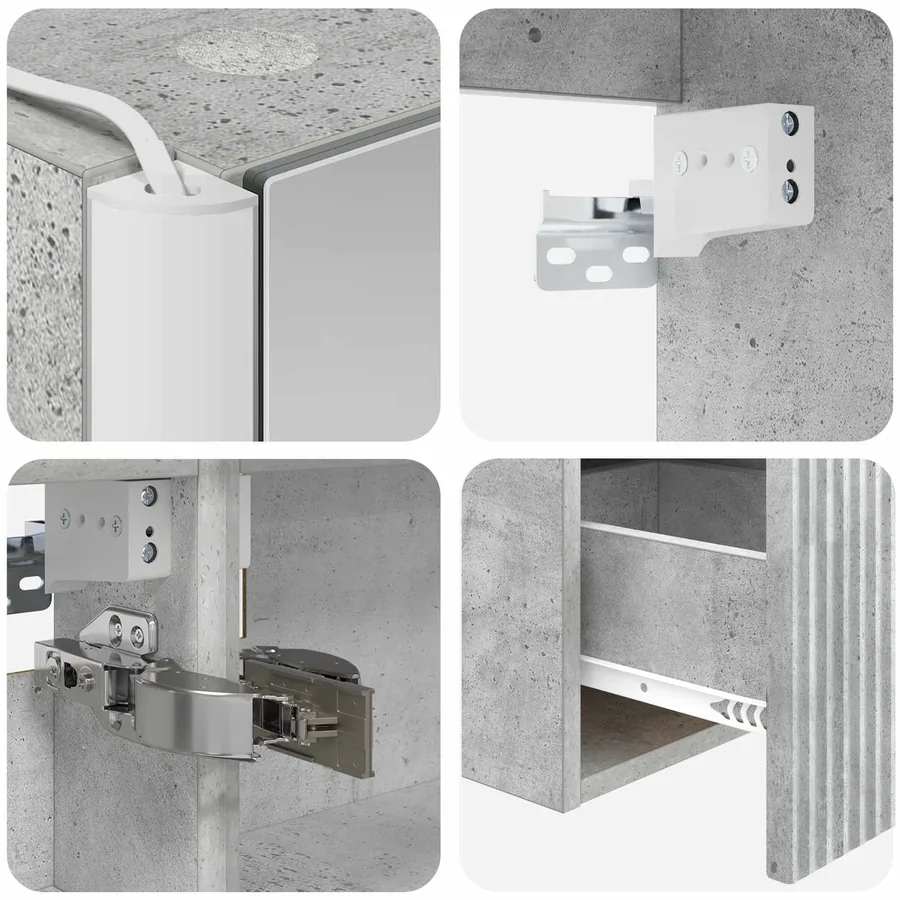 Ensemble d'armoire de salle de bain 4 pcs Gris béton - 9