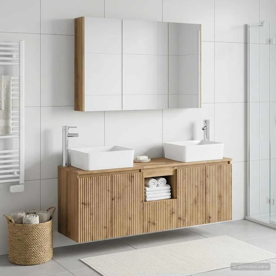 Ensemble d'armoire de salle de bain 4 pc Chêne artisanal
