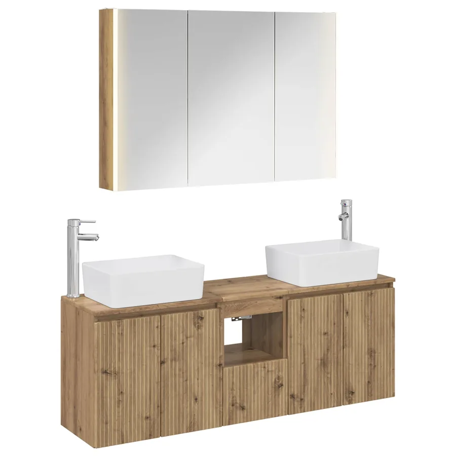 Ensemble d'armoire de salle de bain 4 pc Chêne artisanal - 2