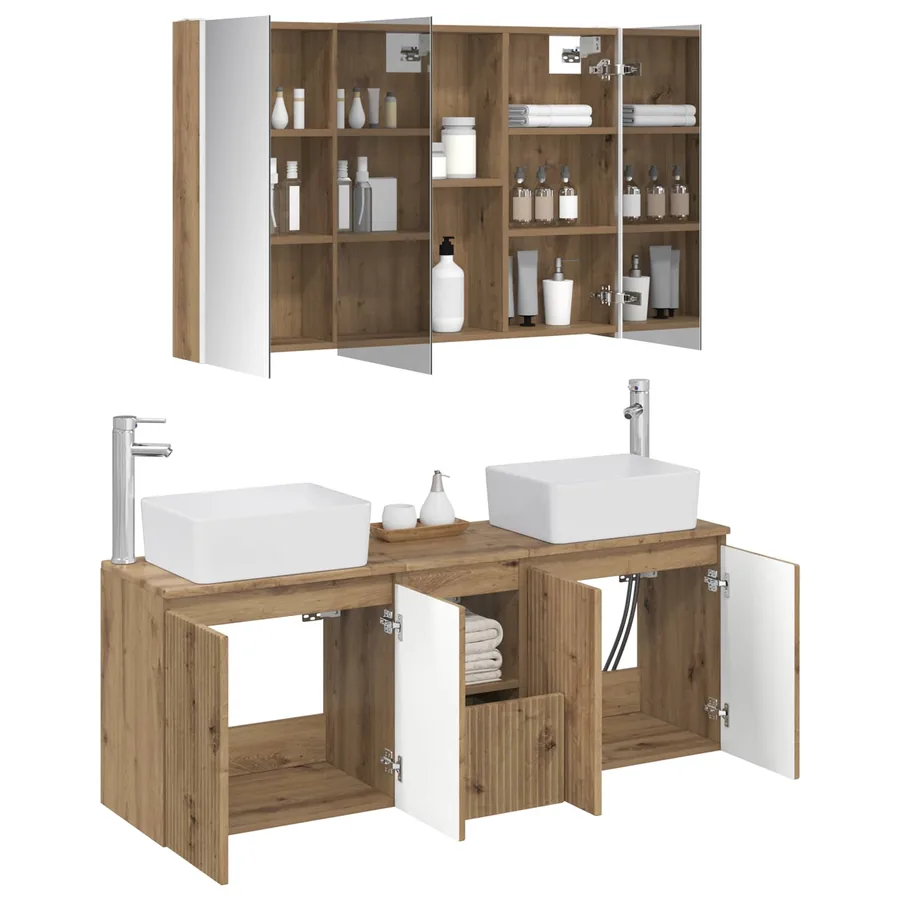 Ensemble d'armoire de salle de bain 4 pc Chêne artisanal - 3
