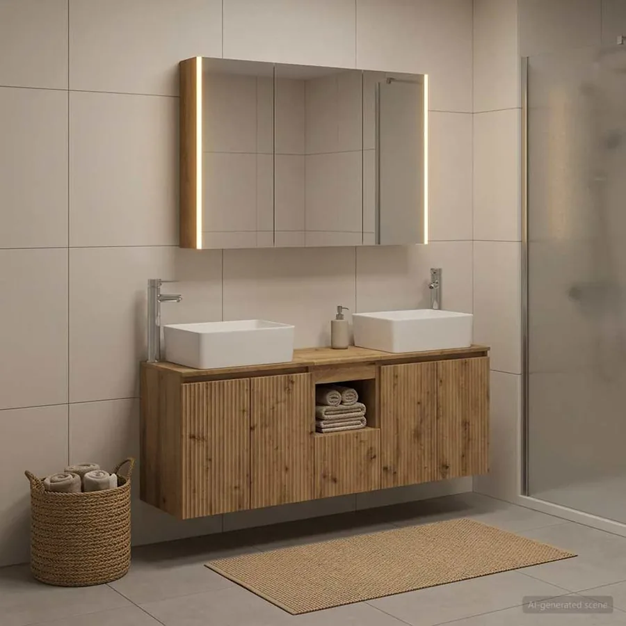 Ensemble d'armoire de salle de bain 4 pc Chêne artisanal - 4